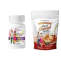 BariatricPal 30-Day Bariatric Vitamin Bundle (Multivitamin ONE 1 per Day! Capsule with 18mg Iron and Calcium Citrate Soft Chews 500mg with Probiotics - French Caramel Vanilla)