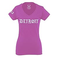 VICES AND VIRTUES Detroit 313 Michigan City Hip HOP Hipster Streetwear for Women V Neck Fitted T Shirt