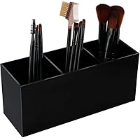 Weiai Black Makeup Brush Holder Organizer, 3 Slot Acrylic Cosmetics Brushes Storage Solution