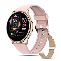 Premium Fashion Smart Watch for Women LESPRO Fitness GPS Heart Rate Handsfree Bluetooth Full Touch Gold Pink Body Temperature
