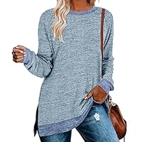 European and American Women's Long Sleeve Casual T-Shirt S 浅蓝