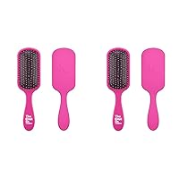 The Knot Dr. for Conair Hair Brush, Wet and Dry Detangler, Removes Knots and Tangles, For All Hair Types, Pink (Pack of 2)
