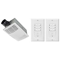 Broan-NuTone BHFLED80 PowerHeat Bathroom Exhaust Fan, Heater, and LED Light Combination, 80 CFM & ENERLITES Countdown Timer Switch for bathroom fans and household lights