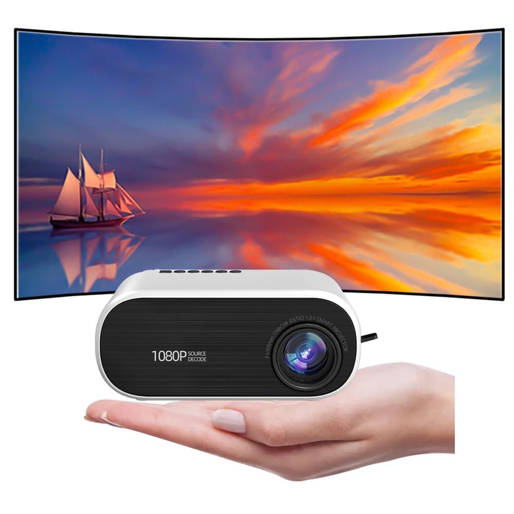 Mini Projector With WiFi Bluetooth, Portable Projector Full HD 1080P Support,Video Projector For Home Theater,2024 Upgraded Modelm Compatible With TV Stick/HDMI/USB/iOS & Android ( Color : White )