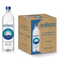 Natural Spring Water. Mineral water from the French Alps. 100% Recycled water bottles 6 pack, 33.8 FL OZ