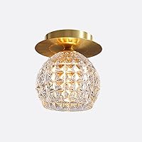G9 Ceiling Light Fixture 1-Light Gold Ceiling Light Copper Finish Ceiling Lamp with Glass Shade, Ceiling Lamp for Living Room Hallway Farmhouse Corridor Aisle Porch Balcony