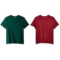 Nautica Men's Solid Crew Neck Short Sleeve Pocket T-Shirt, Tidal Green/Barolo (2 Pack), 5X Big