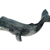 Sperm Whale Figurine Ceramic Fish Hand Paint Miniature Craft Collectible