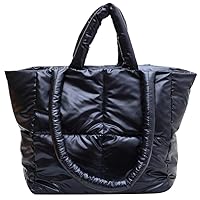 Puffer Tote Bag for Women Quilted Puffy Handbag Light Winter Down Cotton Padded Shoulder Bag Down Padding Tote Bag