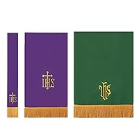 Hunter Green and Purple Three-Piece Parament Set Church Communion Supplies Outdoor Indoor Party Table Cloth