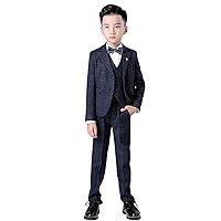 Boys' Checked Suit Three-Piece Single Breasted Tuxedos Formal Prom Daily Party