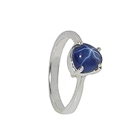 GEMHUB Pear Shape 3 Ct Solitaire Style Natural Blue Star Sapphire 925 Sterling Silver Engagement Ring for Anniversary