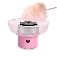 Cotton Candy Machine, Mini Electric Cotton Candy Maker with Splash-Proof Plate & Sugar Scoop Use with Sugar, Candy, Homemade Sweet for Home Family Birthday Party, Christmas & Wedding, Pink