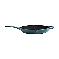 Larder & Vine Enameled Cast Iron Skillet | Nonstick Frying Pan – No Seasoning Required | Ergonomic and Helper Handle, Pour Spouts 10.25 inch / 27cm (Bondi)
