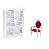 Dollhouse Furniture Cabinet Large Display Shelf & Miniature Chair Furniture 1:12 Wood