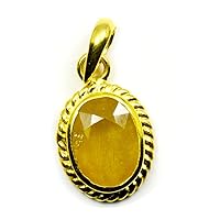 Original Sapphire Gold Plated Locket 7 Carat Yellow Oval Stone Panch Dhatu Pendant For Jewelry Making