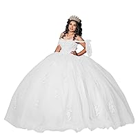Lace Appliques Tulle Quinceanera Dresses Ball Gown Elegant Puffy Beaded Off The Shoulder 15 Dresses for Quinceanera