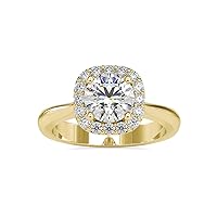 VVS Halo Engagement Ring in 14k White/Yellow/Rose Gold With 0.32 Ct Side Natural Diamond & 1.25 Ct Center Moissanite Diamond Wedding Ring For Women (IJ-SI, G-VS2)