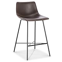 Poly and Bark Counter Stool 24 inches - Counter Height Bar Stools Set of 3 - Sturdy Kitchen Stools with Backs - Comfortable Bar Chair - Modern Countertop-High Chairs, Kitchen Island Barstools – Brown