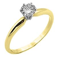 14k Yellow Gold .25 Carats Solitaire Brilliant Round Diamond Engagement Ring