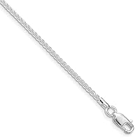 925 Sterling Silver Rhodium Plated Round Spiga Necklace Jewelry Gifts for Women in Silver Choice of Lengths 16 18 20 22 24 26 28 30 and Variety of mm Options