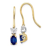 14k Two Tone Gold Diamond and Sapphire Earrings Measures 29x4mm Wide Jewelry for Women