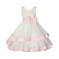 Lito Angels Girls' Organza Tiered Dresses for Flower Girl Wedding Pageant Party