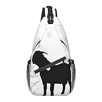 Boer Goat Silhouette Chest Bag Shoulder Bag, Cute Animals Sling Backpack Casual Travel Bag For Men And Women