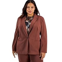 Bar III Women's Plus Size Notched-Collar One-Button Jacket (Gaucho Brown, 2X)