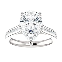 3.50 CT Pear Moissanite Engagement Ring Wedding Bridal Ring Set Solitaire Accent Halo Style 10K 14K 18K Solid Gold Sterling Silver Anniversary Promise Ring Gift for Her