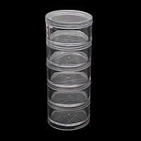 5 Layer Cylinder Stackable Containers Clear Plastic Round Storage Organizer For Case For Eye Powder Gems Beads Wooden Stands For Display