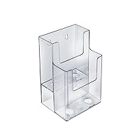 Azar Displays 252032 Clear Two-Tier Tri-Fold Brochure Holder, Acrylic Boxes for Display - Table Menu Holder Stands (4.25” W by 3.75” D by 7” H)-Tabletop Pamphlet Holder - 2-Pack