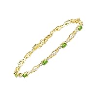 Rylos Bracelets for Women Yellow Gold Plated Silver Serenity Wave Tennis Bracelet Gemstone & Genuine Diamonds Adjustable to Fit 7