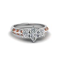 Choose Your Gemstone Marquise Shape 3 Stone Channel Accent Diamond CZ 925 Stering Silver Ring Matching Wedding Jewelry Surprise Gifts for Ladies Easy to Wear Gifts : US Size 4 to 12