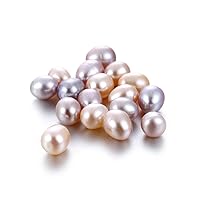 Zhe Ying Genuine Freshwater Pearl Beads for Jewelry Making, 0.8mm Hole  Cultured Rice Shape Pink Pearls for Bracelet Making Loose Beads (Pink 5-6mm