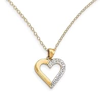 925 Sterling Silver Polished Spring Ring and Gold Plated Dia. Mystique 18inch Love Heart Necklace Measures 17mm Wide Jewelry for Women