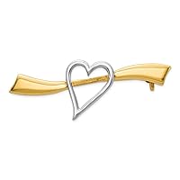 14k Two Tone Gold Solid Satin Polished Love Heart Pin Measures 30x25mm Wide Jewelry for Women