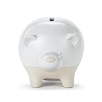 DEMDACO 5004820136 Bear-y Good Saver Classic White and Tan 4 x 3.5 Inch Stoneware Piggy Savings Money Coin Bank Bear