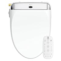 Smart Bidet Toilet Seat with Wireless Remote and Side Panel, Multiple Spray Modes, Adjustable Heated Seat, Warm Water and Air Dryer, Auto LED Nightlight, Elongated