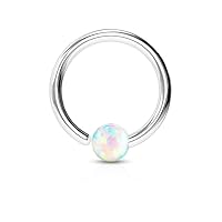 20g, 18g, 16g, 14g 316L Surgical Steel Opal Ball Fixed on End Hoop Ring