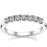 JeweleryArt 0.30 CT Round Colorless Moissanite Engagement Band, Wedding/Bridal Band, Solid Sterling Silver,Moissanite Band for Wedding, Anniversary, Promise, Gift, Birthday