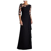 Chiffon Wedding Guest Dresses for Women Long Sleeve Dresses Lace Evening Dress Bridesmaid Dress Maxi for Formal Party