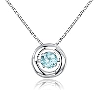 925 Sterling Silver Round cut Gemstone Pendant Necklace for Women Girls Jewelry