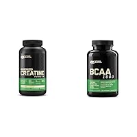 Optimum Nutrition Micronized Creatine Powder 60 Servings and BCAA Amino Acid Capsules 60 Count