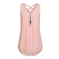 SNKSDGM Women 2024 Fashion Tank Tops Deep V Neck Loose Fit Basic Cutout Summer Casual Sleeveless Shirt Tunic Blouse