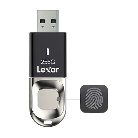 Lexar JumpDrive Fingerprint F35 256GB USB 3.0 Flash Drive, Black/Silver (LJDF35-256BBKNA)