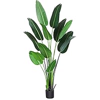 Artificial Bird of Paradise Plant 6 Feet Fake Palm Tree with 13 Trunks Faux Tree for Indoor Outdoor Modern Decoration Feaux Plants in Pot for Home Office Perfect Housewarming Gift