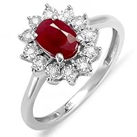 Splendid Ruby and Diamond Antique Cheap Engagement Ring 1.00 Carat Diamond on White Gold