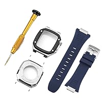 New 41mm 45mm Rubber Strap for Apple Watch DIY 44MM S316L Stainless Steel Case for IWatch Series 7 6 SE 5 4 3 2 Modification Set (Color : E, Size : for iwatch 41MM)