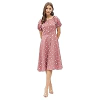 Women's Rayon Fit and Flare Midi Dress FMD_Pink_020